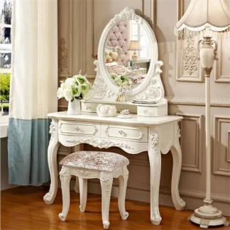 European vintage Makeup vanity bedroom princess small French dresser mini luxury mueble de maquillaje con espejo room furniture