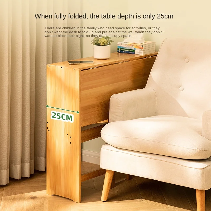 MOMO Folding Desk Computer Table Office Desk Student Home Small Desktop Solid Wood Bedroom Bedside Writing Workstation - Image 4