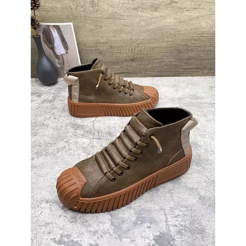 2026 Autumn and Winter Men Boots Increased Boots Lace-up Casual Shoes Board Shoes High Quality Outdoor Boot British Style New - Image 5