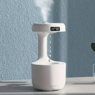 USB-Powered Anti-Gravity Humidifier with Clock & Night Light - Enhances Air Quality and Mood in Living Room