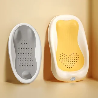 Foldable Baby Bath Seat - Non-Slip PP Shower Net Support Ergonomic Backrest Design Easy-Clean Christmas Gift For Toddlers