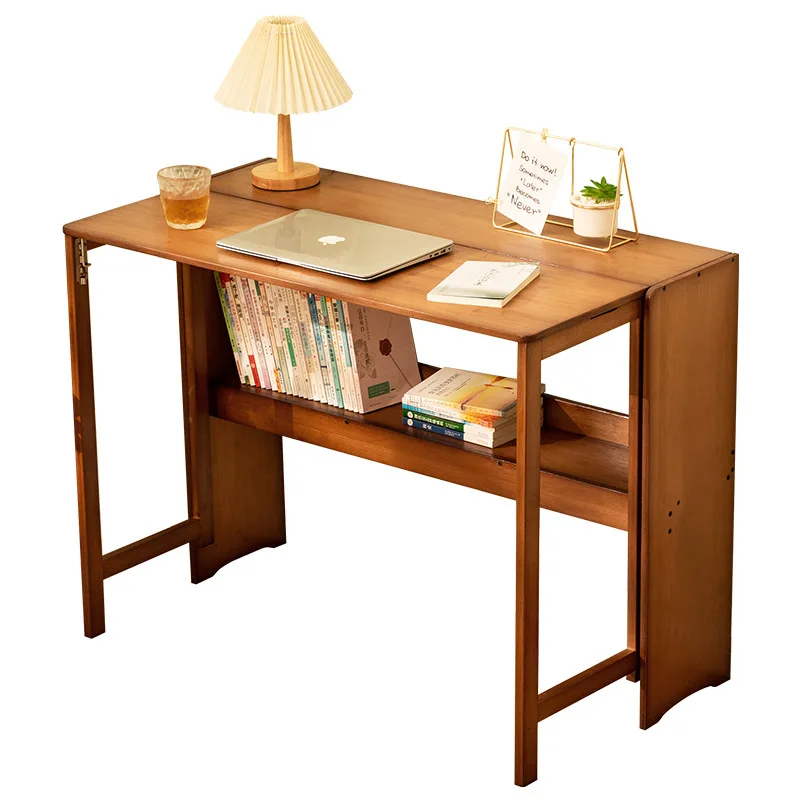MOMO Folding Desk Computer Table Office Desk Student Home Small Desktop Solid Wood Bedroom Bedside Writing Workstation - Image 5