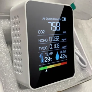 1pc Multifunctional 5in1 CO2 Meter Digital Temperature Humidity Tester Carbon Dioxide TVOC HCHO Detector Air Quality Monitor