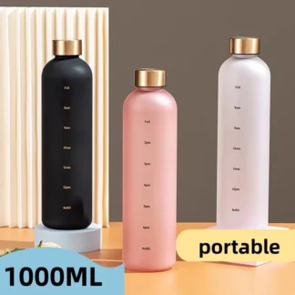 1 Liters Water Bottle Motivational Drinking Bottle Sports Water Bottles With Time Marker Stickers Portable Reusable Plastic Cups
