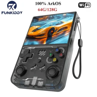 FUNKIDDY 100% ArKOS R36XX Retro Handheld Game Console Linux System 3.5 Inch IPS Screen 64/128G Game Player updated version Black