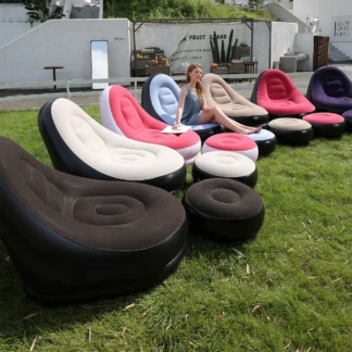 Lazy Couch Sofas Inflatable Chair Foldable Recliner Outdoor Sofa Bed Footstool Portable Folding Air Bed Lunch Lounge Chair Set
