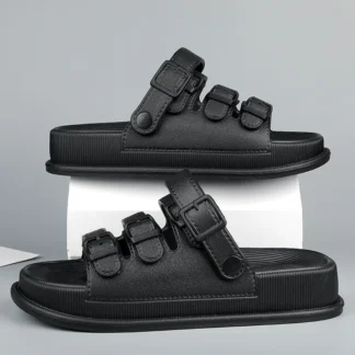 Mens Flat Sandals Platform Thick Soles 4.5cm Summer Beach Shoes Casual Style Sandalias Hombre Sandles Sandale Homme