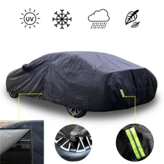 Universal SUV/Sedan Full Car Covers Outdoor Sun Snow Protection UV Car Zipper Design Black Car Case Cover S-XXL