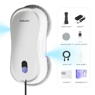 PuRuiKai Window Cleaning Robot Automatic with Auto Dual Spray 5600Pa Suction Remote Control Edge Detection for Home