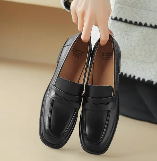 EAGSITY Cow leather penny loafer slip on shoes women shoes casual office lady casual shoes outdoor sneaker style street footwear - Image 5