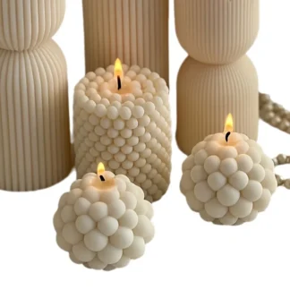 3D Silicone Candle Mold Cylindrical Bubble Round Ball Scented Aromatherapy Plaster Candle Mould DIY Cake Handmade Making Mold