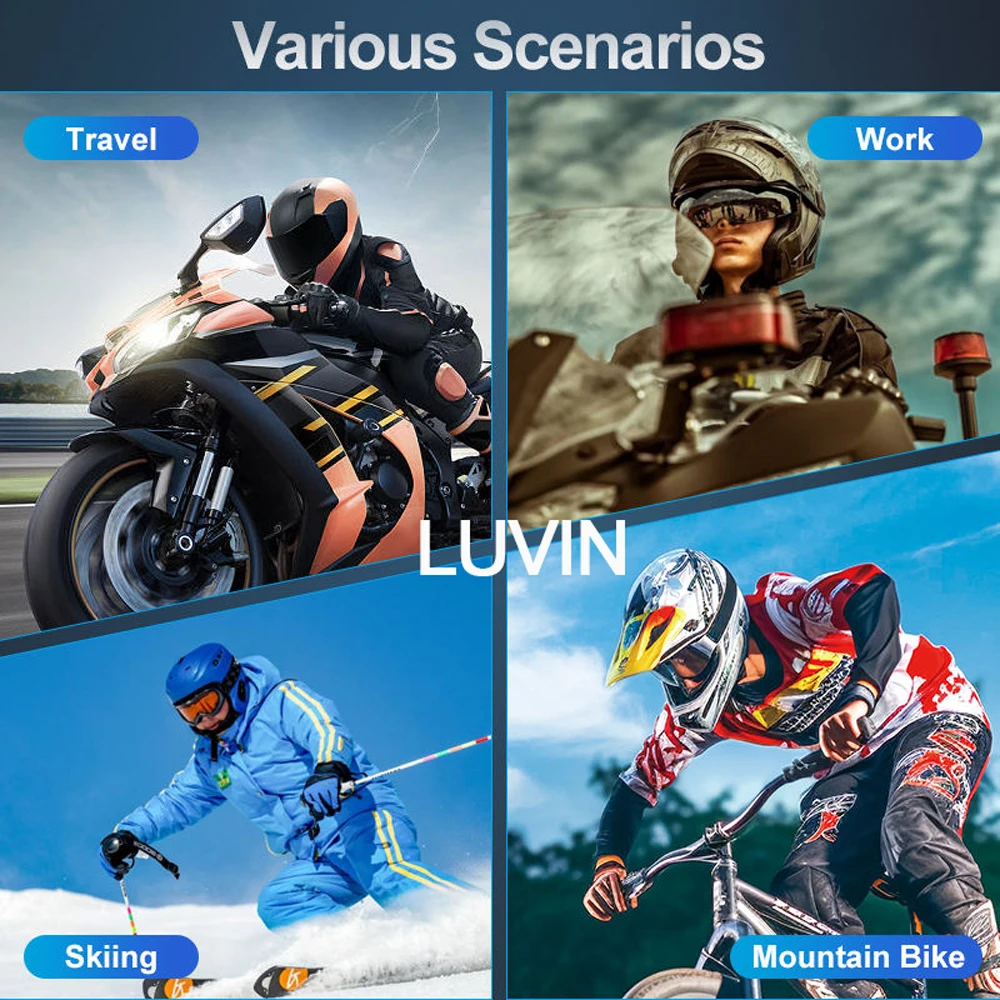 LUVIN S1 Motorcycle Helmet Headset Bluetooth Headphones BT Wireless Moto Stereo Interphone Handsfree Freedconn Long battery - Image 5