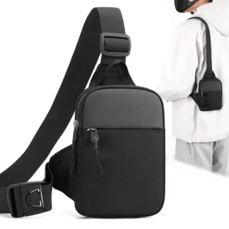 Men Chest Bag Waterproof Oxford Mini Crossbody Bag Small Men's Shoulder Bag Zipper for Travel Workout Messenger Bag Chest Pack