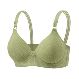 Wireless Underwear Women Bra Stylish Adjustable Straps Striped Bra Decorative Pendant Smooth Molded Cup Vest Style Lingerie