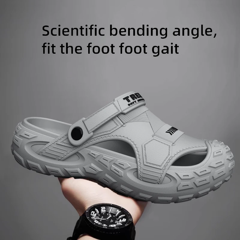 EVA sandals for men in summer, thick soft soled for outdoor wear, beach shoes for casual sports, and perforated shoes - Image 3