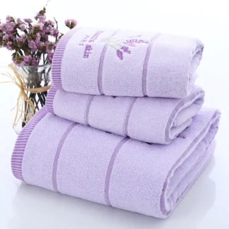 Luxury White Lavender Fabric Bath Towels for Adults and Children, Face Towel for Bathroom, Purple, Christmas Gift, 1Pc
