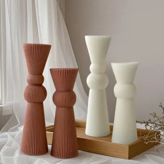 DIY Long Rod Striped Pillar Candle Mold Handmade Cylinder Aroma Candle Silicone Molds Church Candles Making Supplies