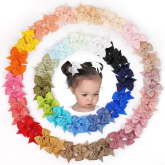 40/60Pcs 2'' Lovely Hair Bows for Baby Girls Grosgrain ribbon Hair Bows Metal Hair Clips children's Hair Accessories for Kids