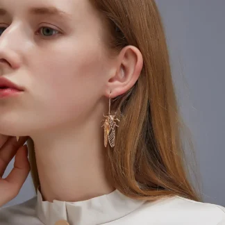 New Creative Cicada Pendant Earrings Big Beetle Nature Study Victorian Cicada Entomologist Summer Bug Jewelry