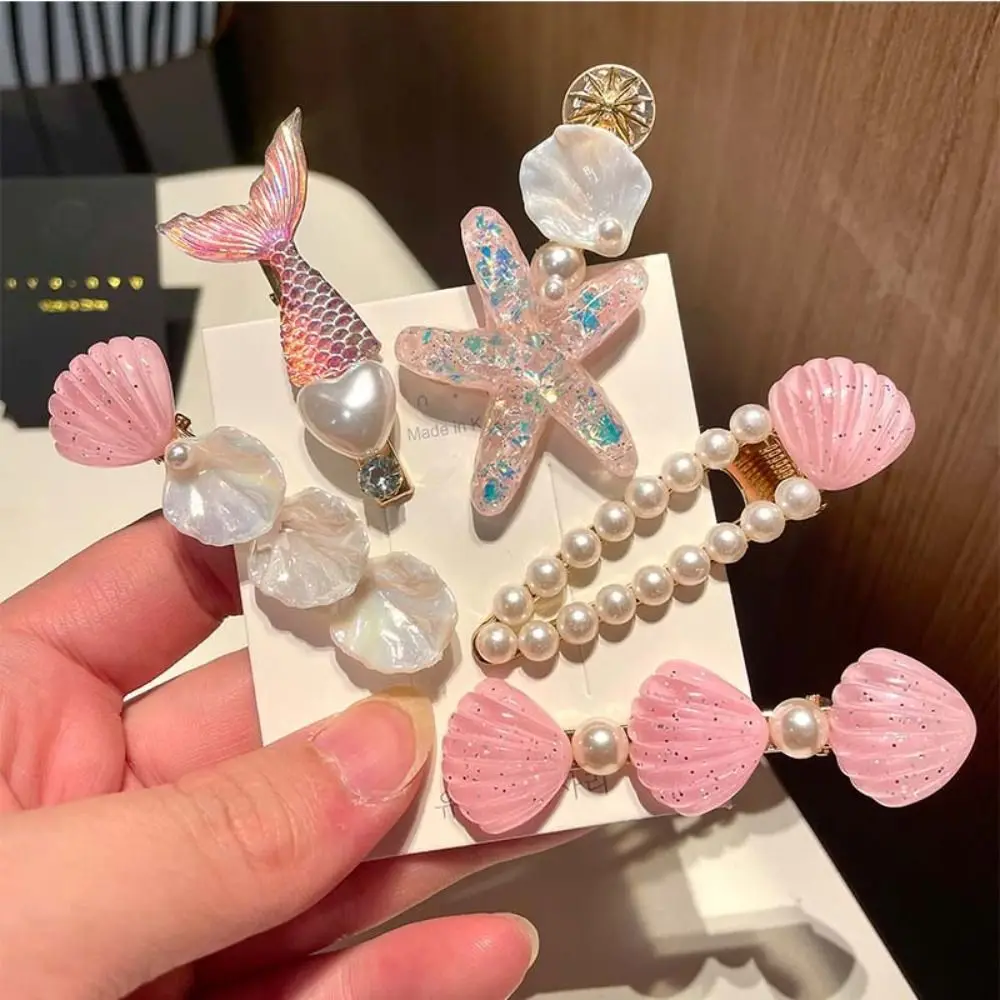 1/5Pcs Shell Starfish Hair Clips Ocean Series Mermaid Hairpins Girls Summer Beach Bang Clip Princess Barrette Hair Accessories - Image 3