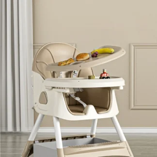 Baby High Chair 3 in 1, Foldable and Adjustable High Chair Babies with Removable Tray, Safety Belt, Footrest and Wheels