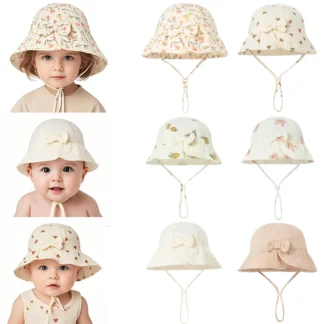 Baby Hats Girls Bowknot Panama Summer Kids Sun Hat Infant Beach Fisherman's Hat Children Breathable Cotton Outdoor Bucket Cap